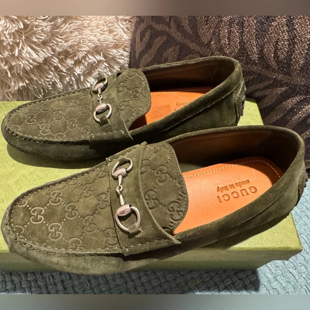 Gucci Horsebit Suede Loafer, Green 9.5 - Picture 9 of 12